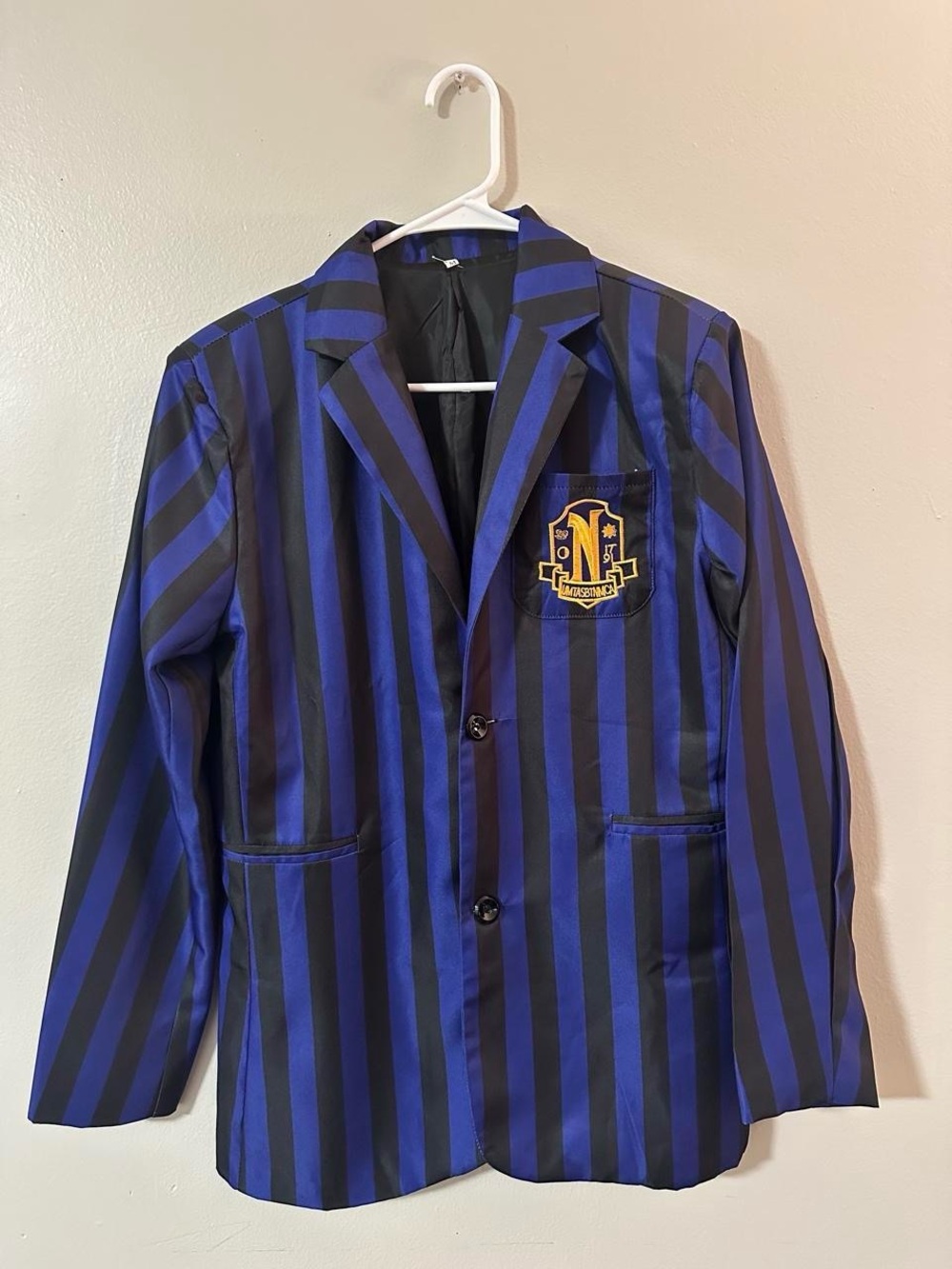 Nevermore Academy Purple and Black Striped Costume Blazer from Wednesday